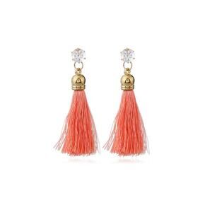 Francesca's Peach Tassel Drop Earrings Twee Royalty Chic